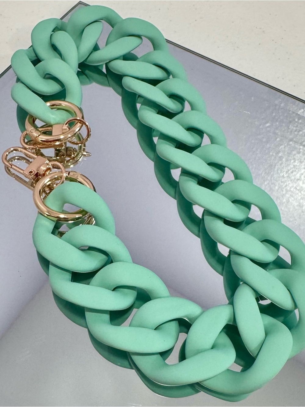 New Acrylic Matte Mint Green Chunky Link w/  Gold Hardware